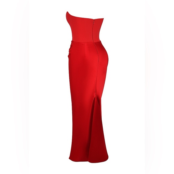 House of CB Vibrant Red Strapless Dress - Picture 3 of 4